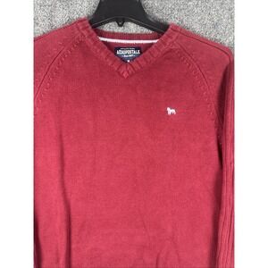 Aeropostale Men's M Heavyweight V-Neck Sweater Maroon Logo Pullover Preppy